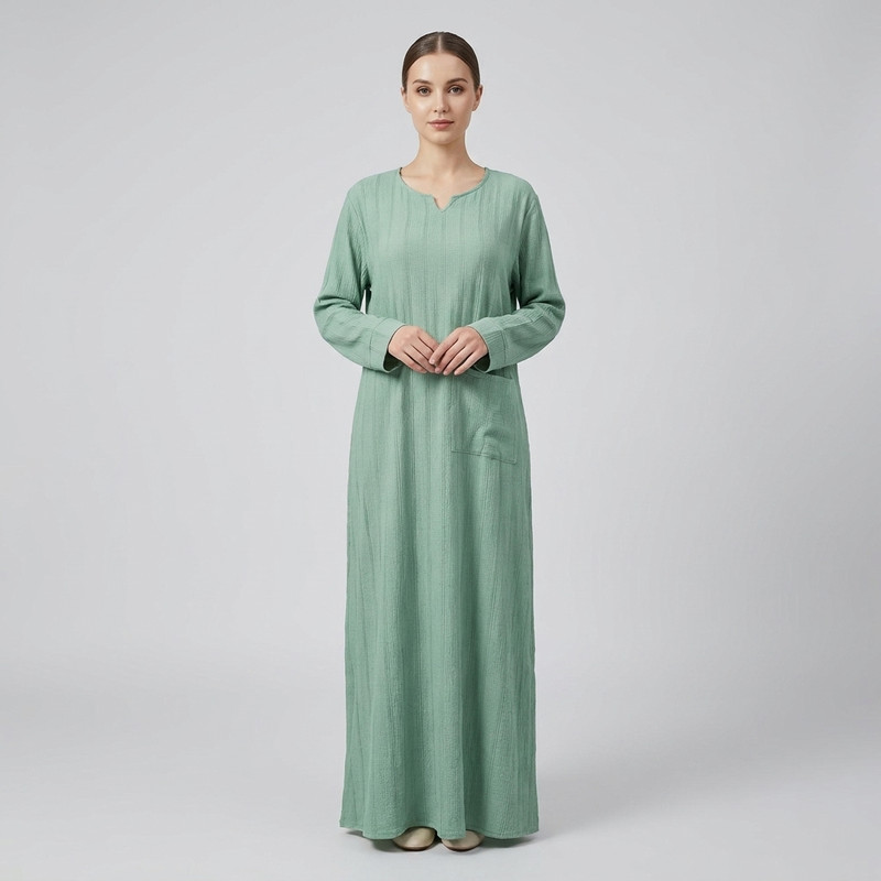 پیراهن زنانه کفتان بلند با بند ریگلاژ مدل 3001